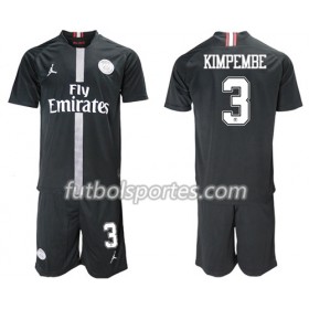 Camisetas Paris Saint Germain Kimpembe 3 Jordan Negro Niño Tercera Equipacion 2018/2019